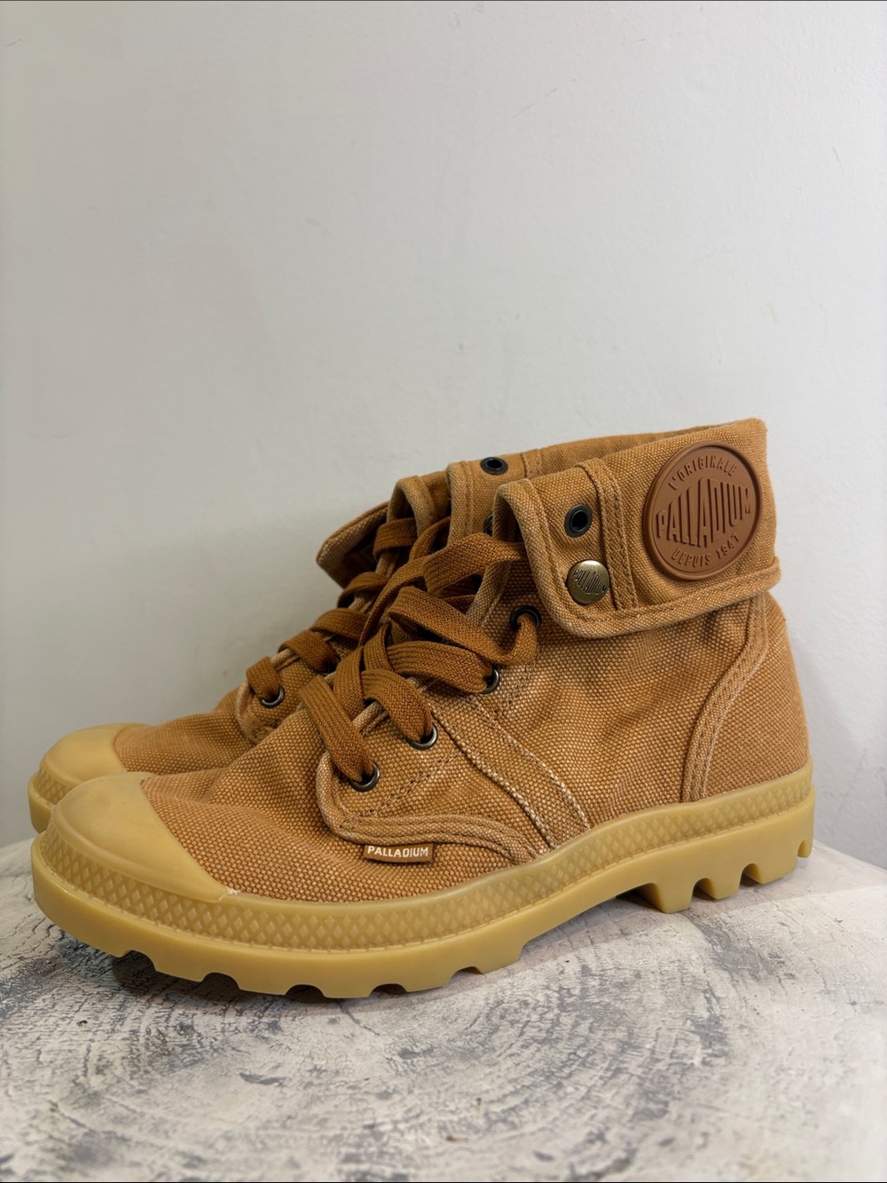 Woodlin x Honey Mustard Palladium Pallabrouse Baggy Canvas Roll Over Boots W7